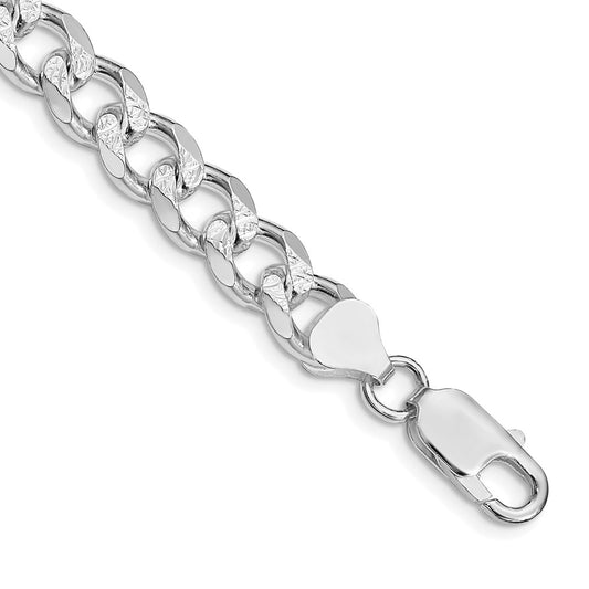 Sterling Silver Rhodium-plated 8.3mm Pav������������������������������������������������������������������������������������������������������������������������������������������������������������������ Curb Chain QCF220R-8