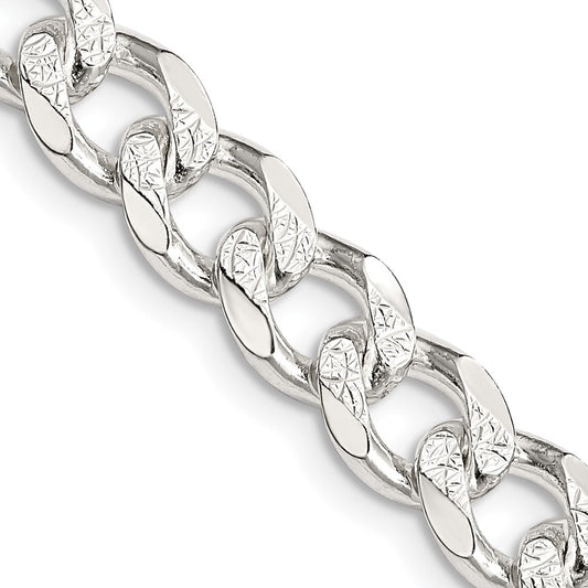 Sterling Silver 8.3mm Pav������ Curb ChainQCF220