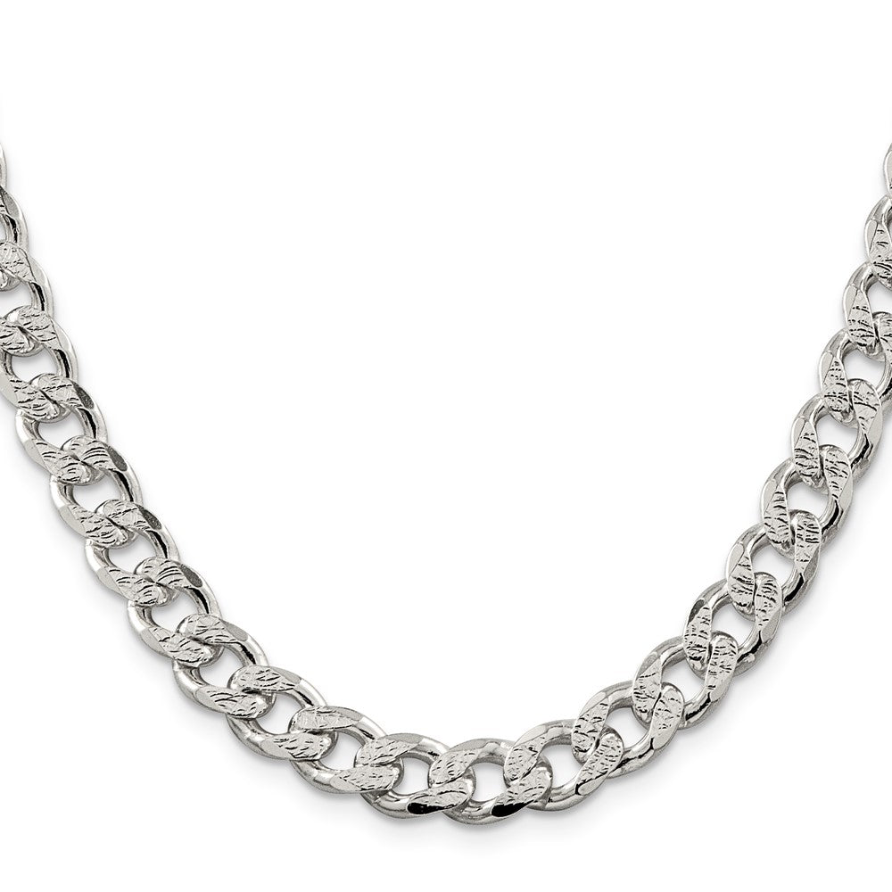 Sterling Silver 9.3mm Pav������ Curb ChainQCF250