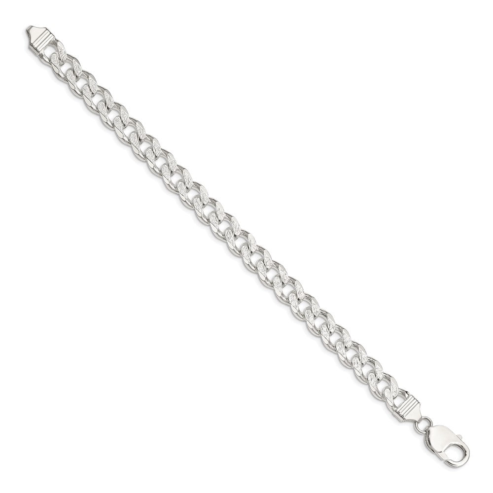 Sterling Silver 9.3mm Pav������������������������������������������������������������������������������������������������������������������������������������������������������������������ Curb Chain QCF250-8