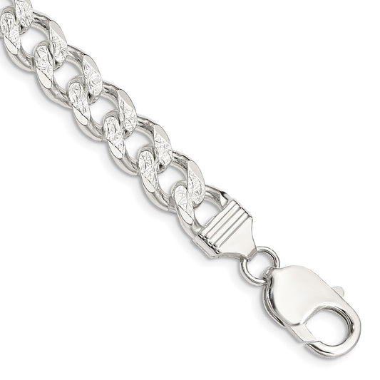 Sterling Silver 9.3mm Pav������������������������������������������������������������������������������������������������������������������������������������������������������������������ Curb Chain QCF250-8