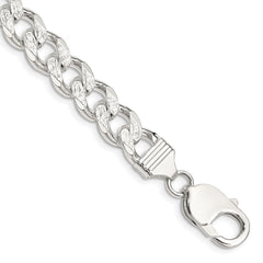 Sterling Silver 9.3mm Pav������������������������������������������������������������������������������������������������������������������������������������������������������������������ Curb Chain QCF250-8