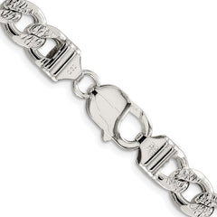 Sterling Silver Rhodium-plated 9.3mm Pav������ Curb ChainQCF250R