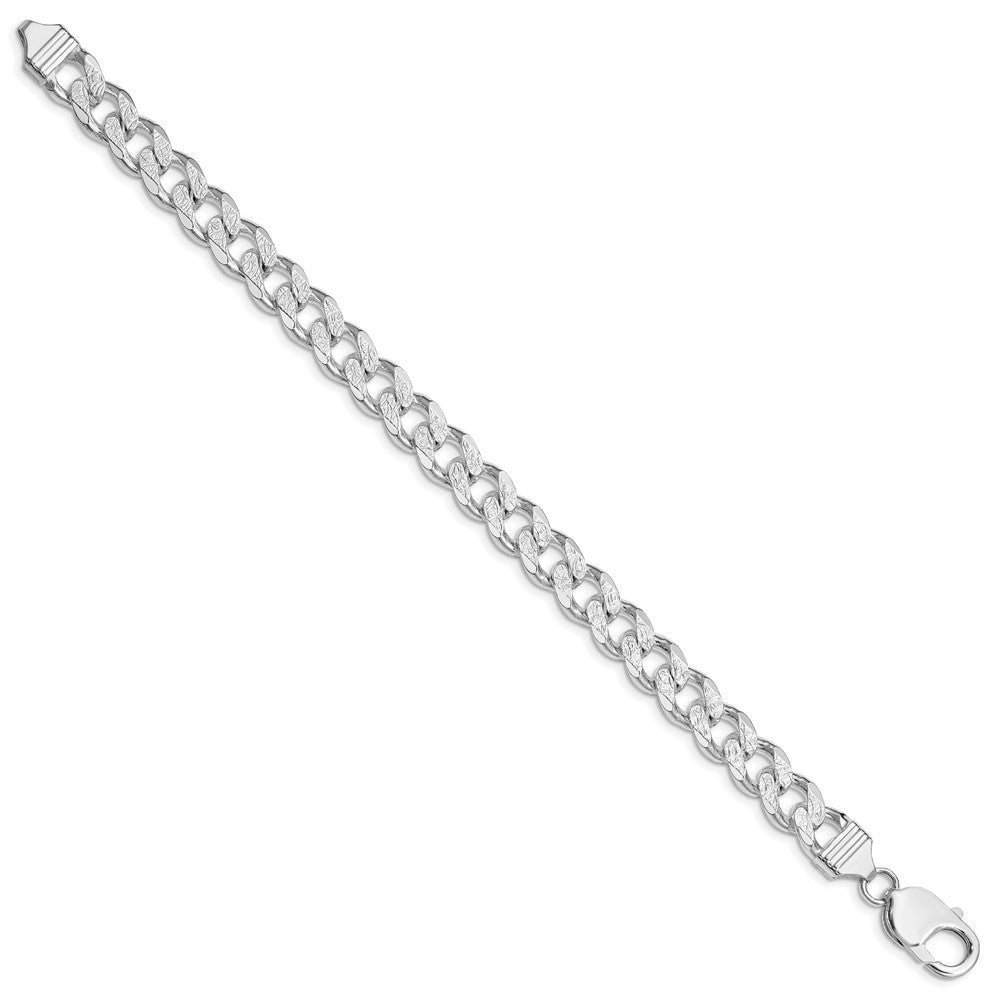 Sterling Silver Rhodium-plated 9.3mm Pav������������������ Curb Chain QCF250R-8