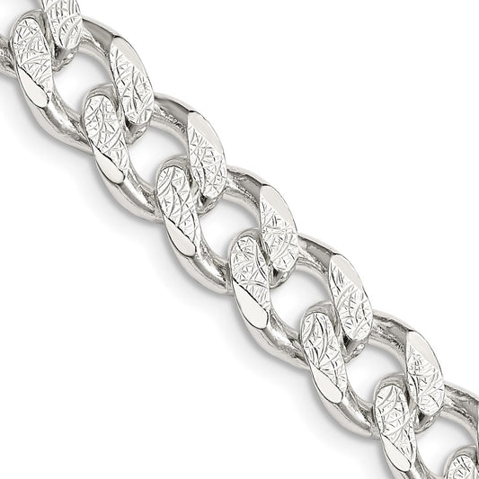 Sterling Silver 9.3mm Pav������ Curb ChainQCF250