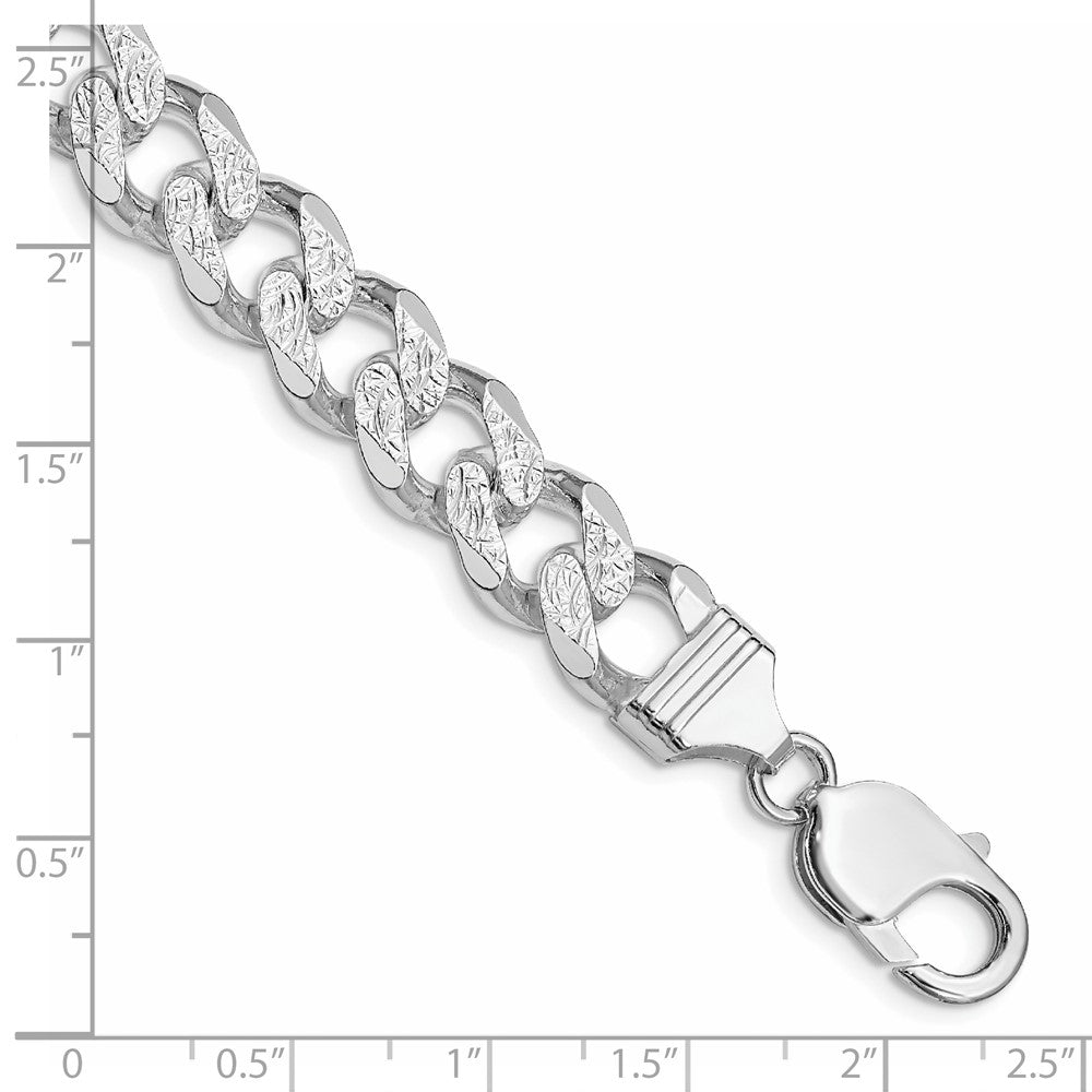 Sterling Silver Rhodium-plated 11.0mm Pav������ Curb Chain QCF300R-8