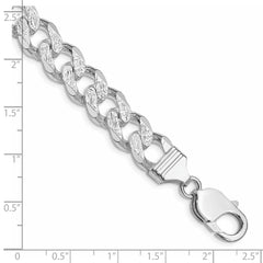Sterling Silver Rhodium-plated 11.0mm Pav������ Curb Chain QCF300R-8