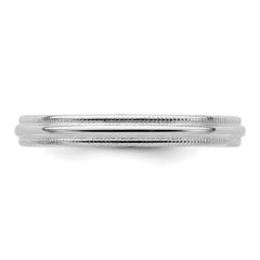 Sterling Silver Rhodium-plated 3mm Comfort Fit Milgrain Size 13.5 Band