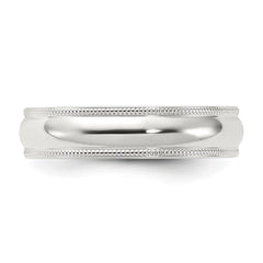 Sterling Silver 5mm Comfort Fit Half Round Milgrain Size 7.5 Band