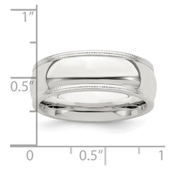 Sterling Silver 7mm Comfort Fit Half Round Milgrain Size 10 Band