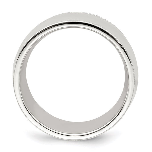 Sterling Silver 10mm Comfort Fit Half Round Milgrain Size 10 Band