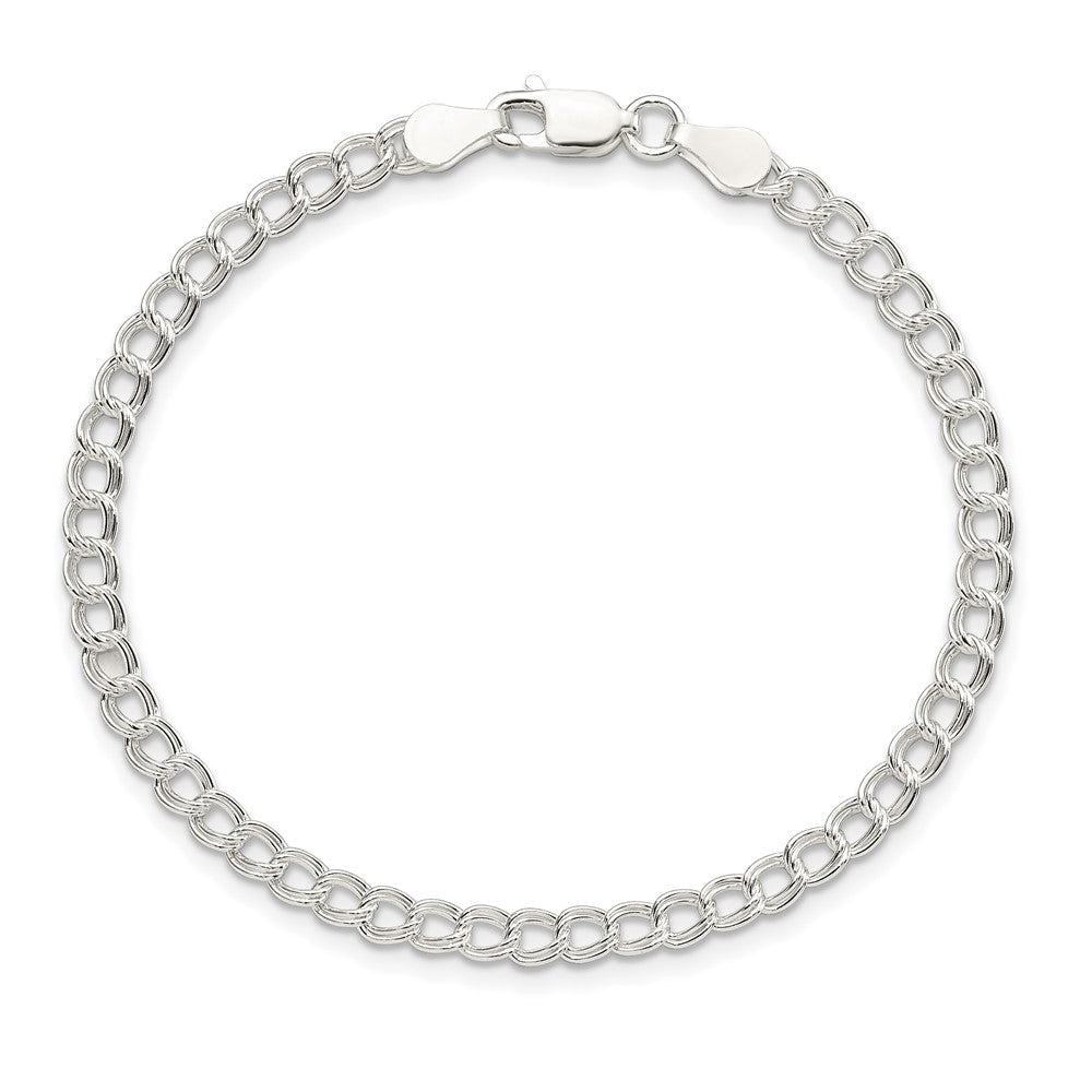 Sterling Silver 3.5mm Solid Double Link Charm Child's Bracelet QCH050-7