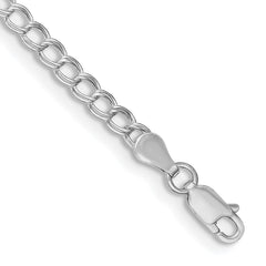 Sterling Silver 3.5mm Solid Double Link Charm Child's Bracelet QCH050-7