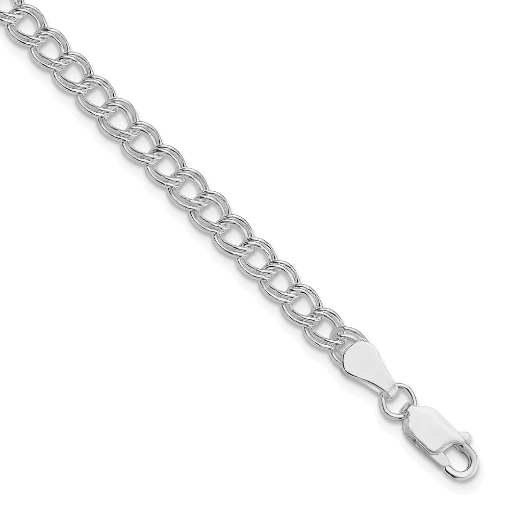 Sterling Silver Rhodium-plated 5mm Double Link Charm Bracelet QCH070R-7