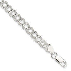 Sterling Silver 7mm Double Link Charm Bracelet QCH100-7
