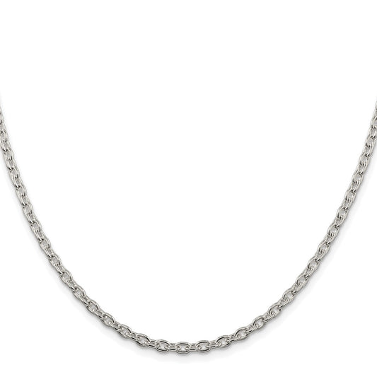 Sterling Silver Rhodium-plated 3.5mm Cable ChainQCL100R