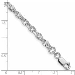 Sterling Silver Rhodium-plated 4.5mm Cable Chain QCL120R-8