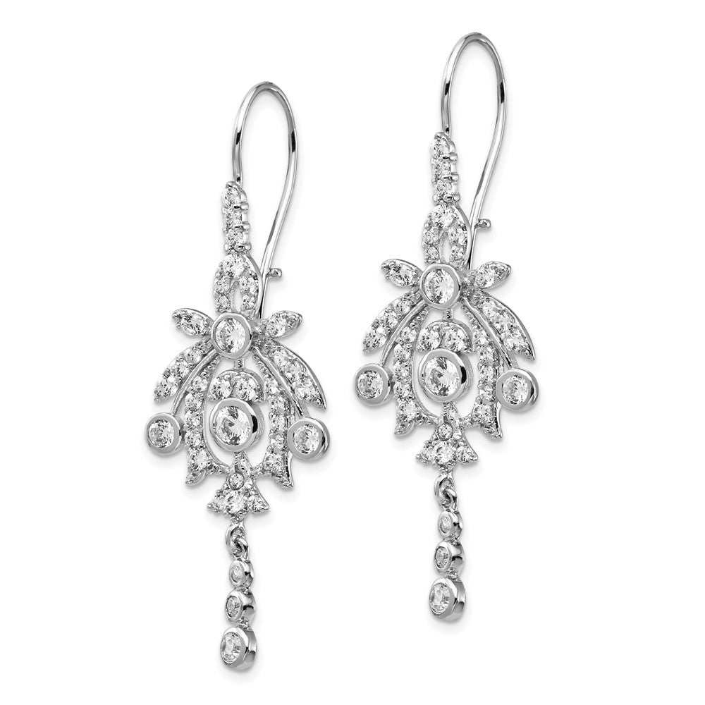 QCM108 Cheryl M Sterling Silver Rhodium-plated Fancy Brilliant-cut Bezel CZ Kidney Wire Dangle Earrings