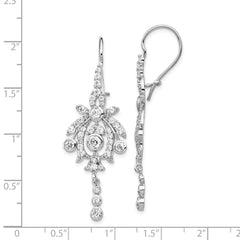 QCM108 Cheryl M Sterling Silver Rhodium-plated Fancy Brilliant-cut Bezel CZ Kidney Wire Dangle Earrings
