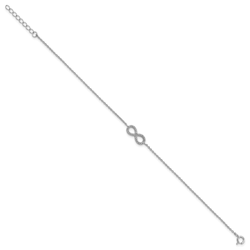 Cheryl M Sterling Silver Rhodium-plated Brilliant-cut CZ Infinity 7 Inch Bracelet with 1 Inch Extender QCM1084-7
