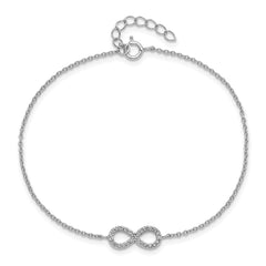 Cheryl M Sterling Silver Rhodium-plated Brilliant-cut CZ Infinity 7 Inch Bracelet with 1 Inch Extender QCM1084-7