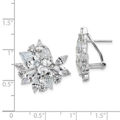 QCM1102 Cheryl M Sterling Silver Rhodium-plated Brilliant-cut & Marquise-cut CZ Cluster Post Omega Back Earrings