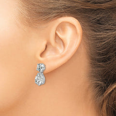QCM1121 Cheryl M Sterling Silver Rhodium-plated Brilliant-cut CZ Round and Pear Shaped Post Dangle Earrings