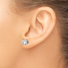 QCM1141 Cheryl M Sterling Silver Rhodium-plated Brilliant-cut Lab Created Ruby and Brilliant-cut White CZ with Heart Sides Stud Post Earrings