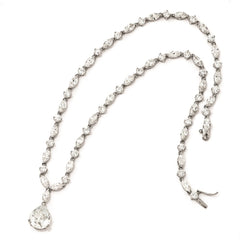 Cheryl M Sterling Silver Rhodium-plated Fancy Marquise-cut & Brilliant-cut Pear CZ 17 Inch Necklace QCM116-17