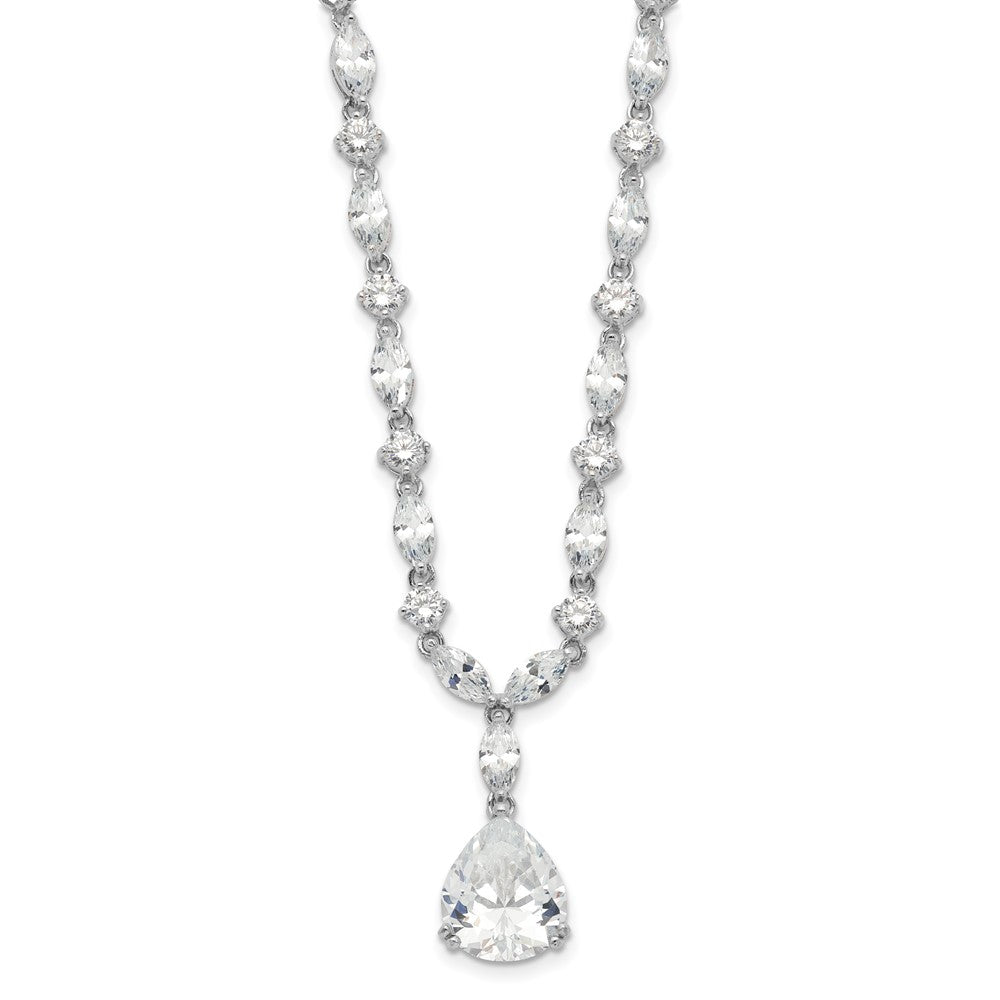 Cheryl M Sterling Silver Rhodium-plated Fancy Marquise-cut & Brilliant-cut Pear CZ 17 Inch Necklace QCM116-17