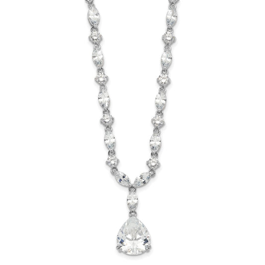Cheryl M Sterling Silver Rhodium-plated Fancy Marquise-cut & Brilliant-cut Pear CZ 17 Inch Necklace QCM116-17
