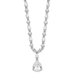 Cheryl M Sterling Silver Rhodium-plated Fancy Marquise-cut & Brilliant-cut Pear CZ 17 Inch Necklace QCM116-17
