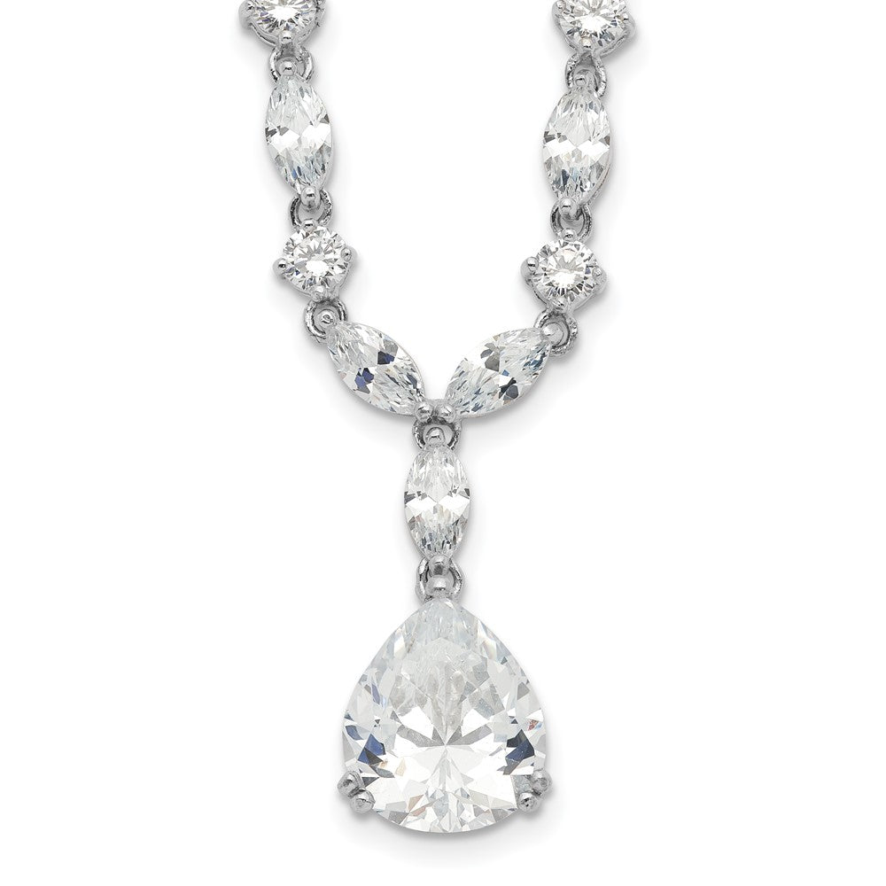 Cheryl M Sterling Silver Rhodium-plated Fancy Marquise-cut & Brilliant-cut Pear CZ 17 Inch Necklace QCM116-17