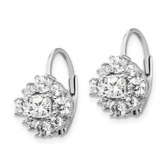 QCM119 Cheryl M Sterling Silver Rhodium-plated Princess-cut and Brilliant-cut CZ Leverback Earrings