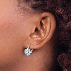 QCM119 Cheryl M Sterling Silver Rhodium-plated Princess-cut and Brilliant-cut CZ Leverback Earrings