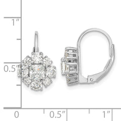 QCM119 Cheryl M Sterling Silver Rhodium-plated Princess-cut and Brilliant-cut CZ Leverback Earrings