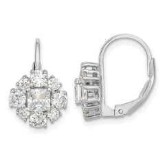 QCM119 Cheryl M Sterling Silver Rhodium-plated Princess-cut and Brilliant-cut CZ Leverback Earrings