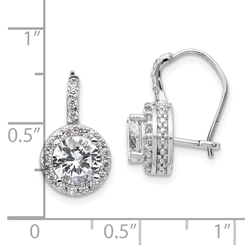 QCM127 Cheryl M Sterling Silver Rhodium-plated Brilliant-cut Round CZ Halo Kidney Wire Dangle Earrings