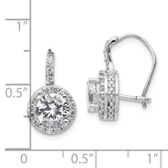 QCM127 Cheryl M Sterling Silver Rhodium-plated Brilliant-cut Round CZ Halo Kidney Wire Dangle Earrings
