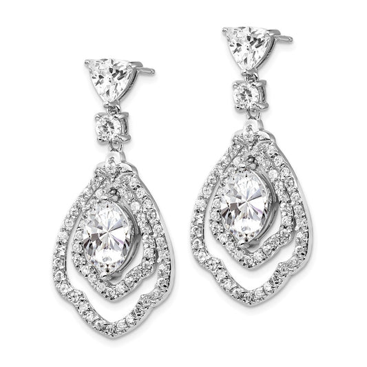 QCM1400 Cheryl M Sterling Silver Rhodium-plated Brilliant-cut CZ Fancy Post Dangle Earrings