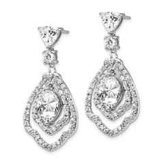 QCM1400 Cheryl M Sterling Silver Rhodium-plated Brilliant-cut CZ Fancy Post Dangle Earrings