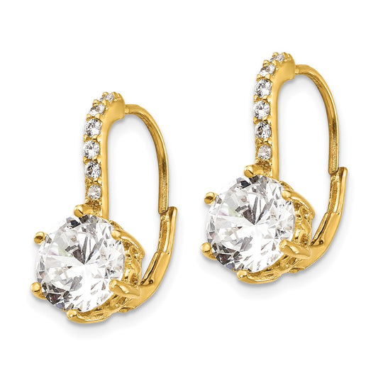 QCM1408 Cheryl M Sterling Silver Gold-plated Brilliant-cut CZ Leverback Earrings