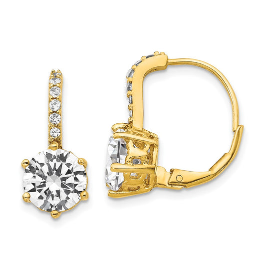 QCM1408 Cheryl M Sterling Silver Gold-plated Brilliant-cut CZ Leverback Earrings