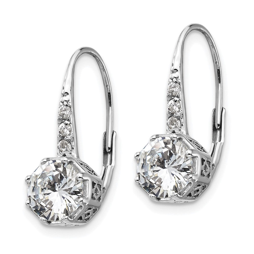 QCM1416 Cheryl M Sterling Silver Rhodium-plated Brilliant-cut CZ Leverback Earrings