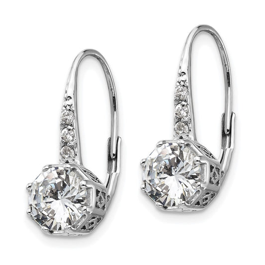QCM1416 Cheryl M Sterling Silver Rhodium-plated Brilliant-cut CZ Leverback Earrings