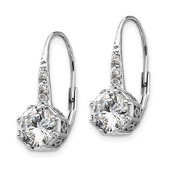 QCM1416 Cheryl M Sterling Silver Rhodium-plated Brilliant-cut CZ Leverback Earrings