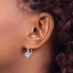 QCM1416 Cheryl M Sterling Silver Rhodium-plated Brilliant-cut CZ Leverback Earrings