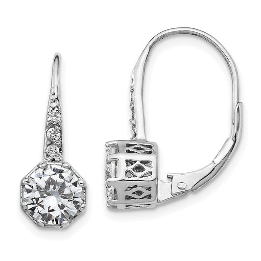 QCM1416 Cheryl M Sterling Silver Rhodium-plated Brilliant-cut CZ Leverback Earrings