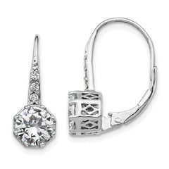 QCM1416 Cheryl M Sterling Silver Rhodium-plated Brilliant-cut CZ Leverback Earrings
