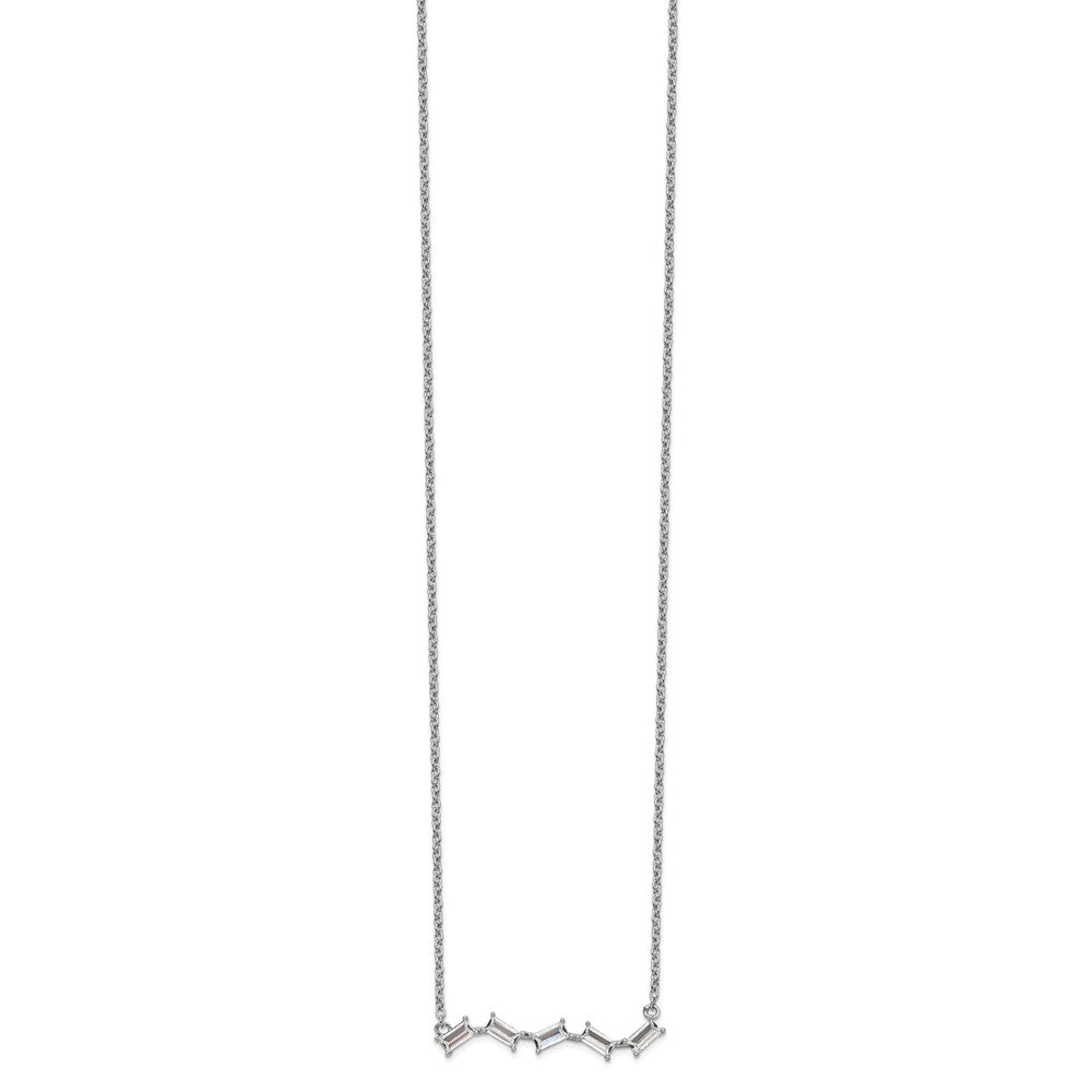 Cheryl M Sterling Silver Rhodium-plated Emerald-cut CZ Bar 18 Inch Necklace QCM1419-18